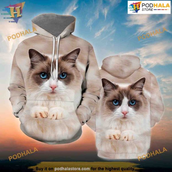 Cute Ragdoll Cat All Over Printed 3D Hoodie Sweatshirt