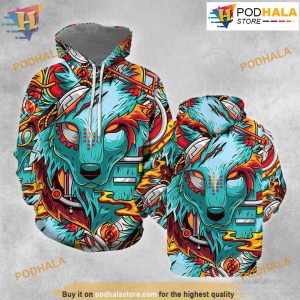 Cyber Wolf 3D Funny Christmas Hoodie, Funny Xmas Gifts