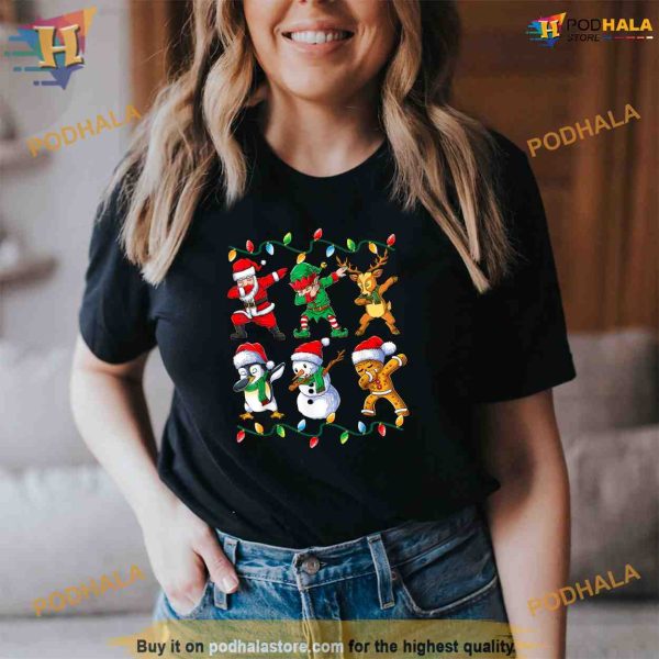 Dabbing Santa Friends Xmas Gifts Men Kids Boys Christmas Shirt, Xmas Gifts