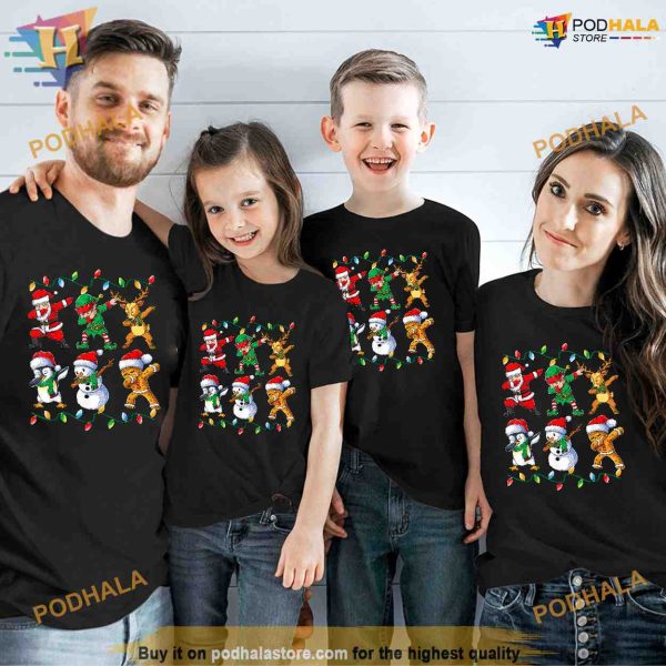 Dabbing Santa Friends Xmas Gifts Men Kids Boys Christmas Shirt, Xmas Gifts