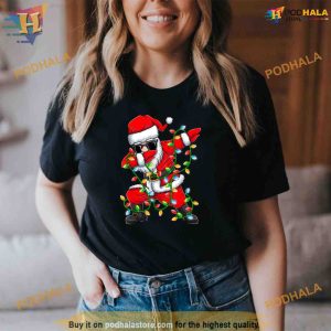 Dabbing Santa Xmas Lights Gifts Kids Girls Boys Christmas Shirt Xmas Gifts 3