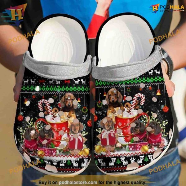 Dachshund Christmas Gang Crocs Classic Clogs, Funny Xmas Gifts