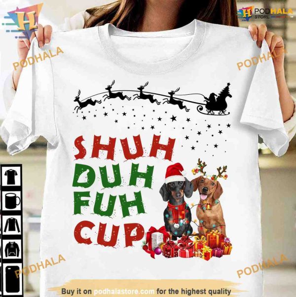 Dachshund Cup of Holiday Cheer Shirt, Fuzzy Christmas Fun