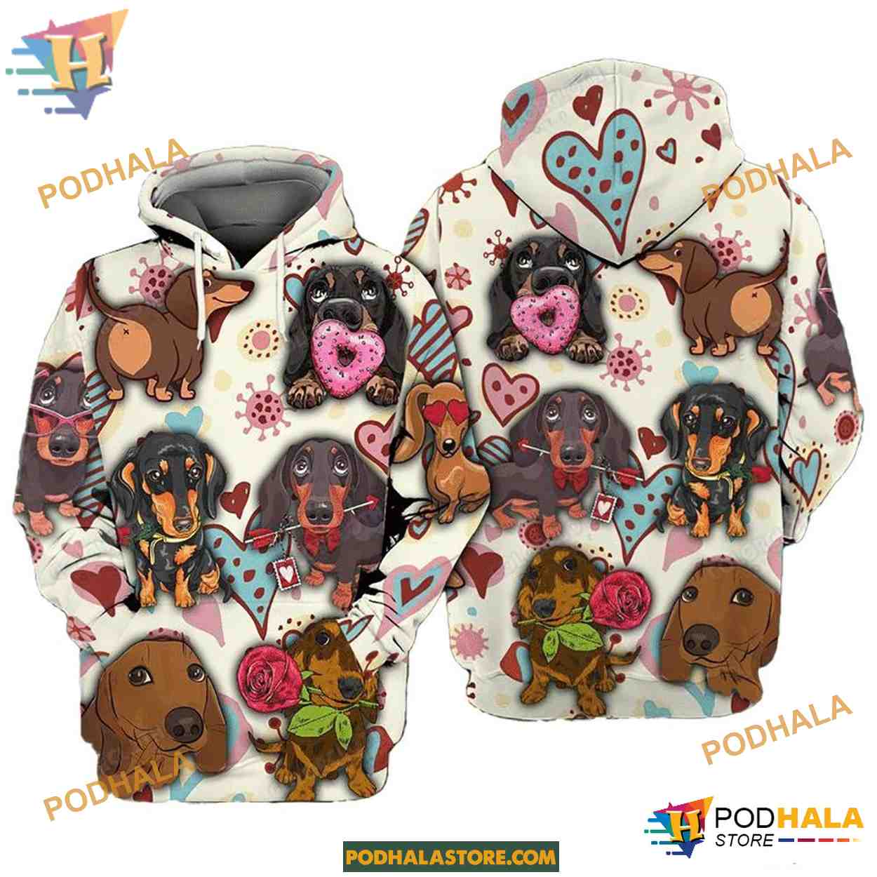 Dachshund Dogs Lover Unisex Print All 3D Christmas Hoodie Dachshund Dogs Lover Unisex Print All 3D Christmas Hoodie