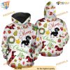 Dachshund Merry Pattern On White Funny Christmas Hoodie, Xmas Gifts