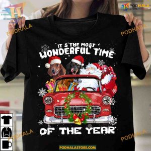 Dachshund Santa Christmas Shirt, Best Family Christmas Gifts