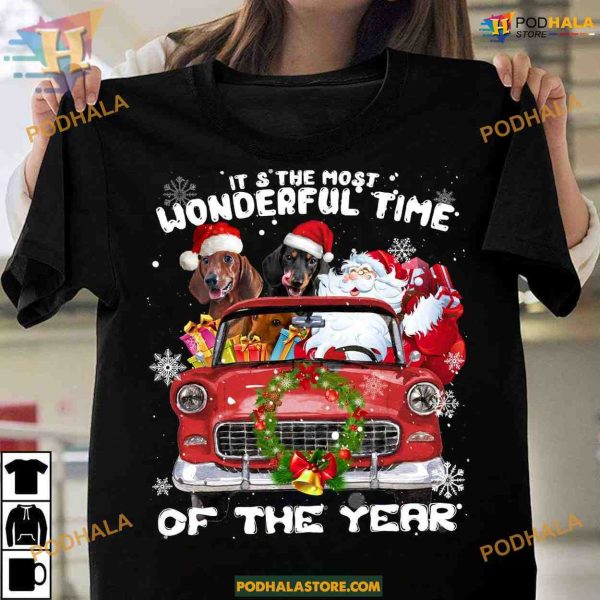 Dachshund Santa Christmas Shirt, Best Family Christmas Gifts