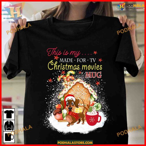 Dachshund Santa Hat Movies Mug Shirt, Family Funny Christmas Shirt