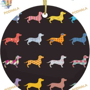 Dachshund Silhouette Ornament, Personalized Porcelain Xmas Ornaments, 2023 Home Decor