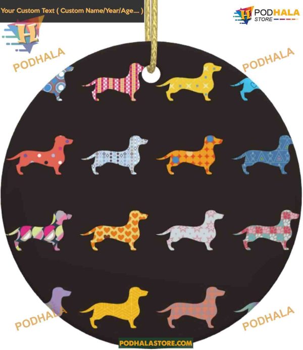 Dachshund Silhouette Ornament, Personalized Porcelain Xmas Ornaments, 2023 Home Decor