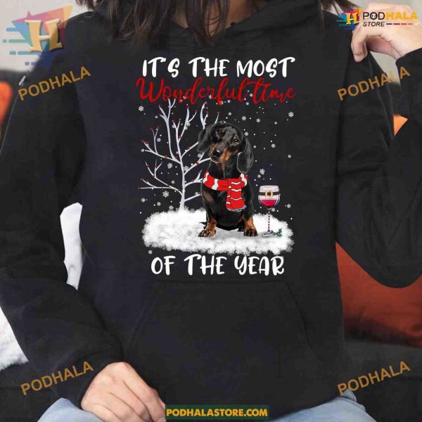 Dachshund Wine Christmas Tee, Family Christmas Shirt Ideas