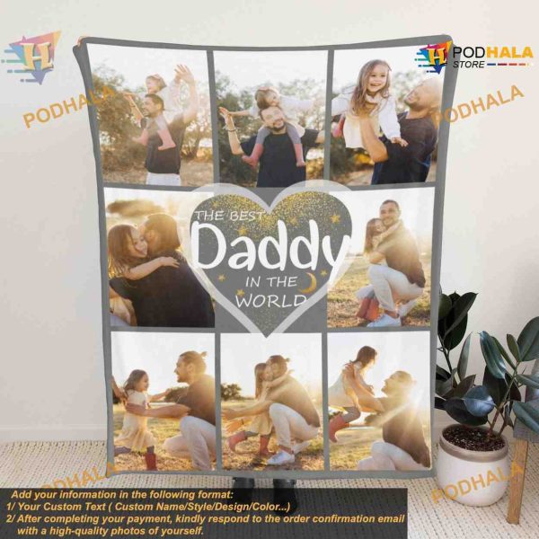 Dad’s Custom Photo Blanket, Picture Collage, Family Portrait Gift