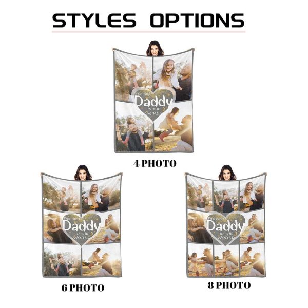 Dad’s Custom Photo Blanket, Picture Collage, Family Portrait Gift