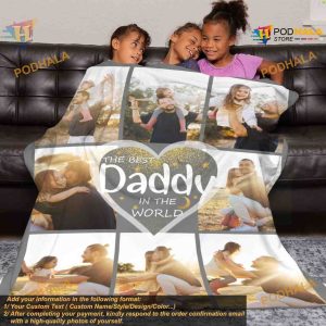 Dads Custom Photo Blanket Picture Collage Family Portrait Gift 3