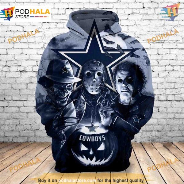 Dallas Cowboys 3D Horror Hoodie, Ideal for Halloween, Unique NFL Gift