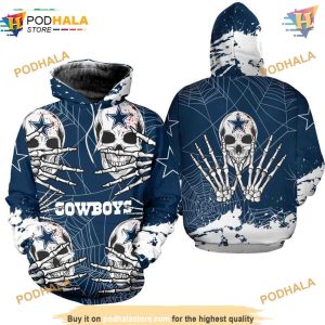 Dallas Cowboys Skull Hoodie Halloween Graphic Unique Cowboy Fan Gift 1