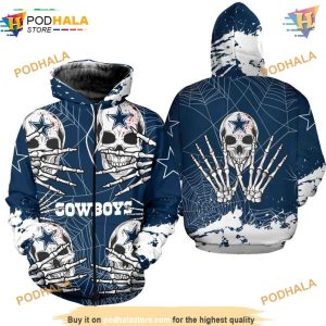 Dallas Cowboys Skull Hoodie Halloween Graphic Unique Cowboy Fan Gift 2
