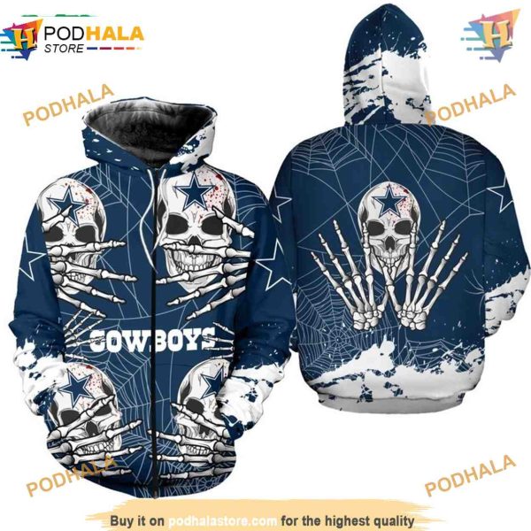 Dallas Cowboys Skull Hoodie, Halloween Graphic, Unique Cowboy Fan Gift