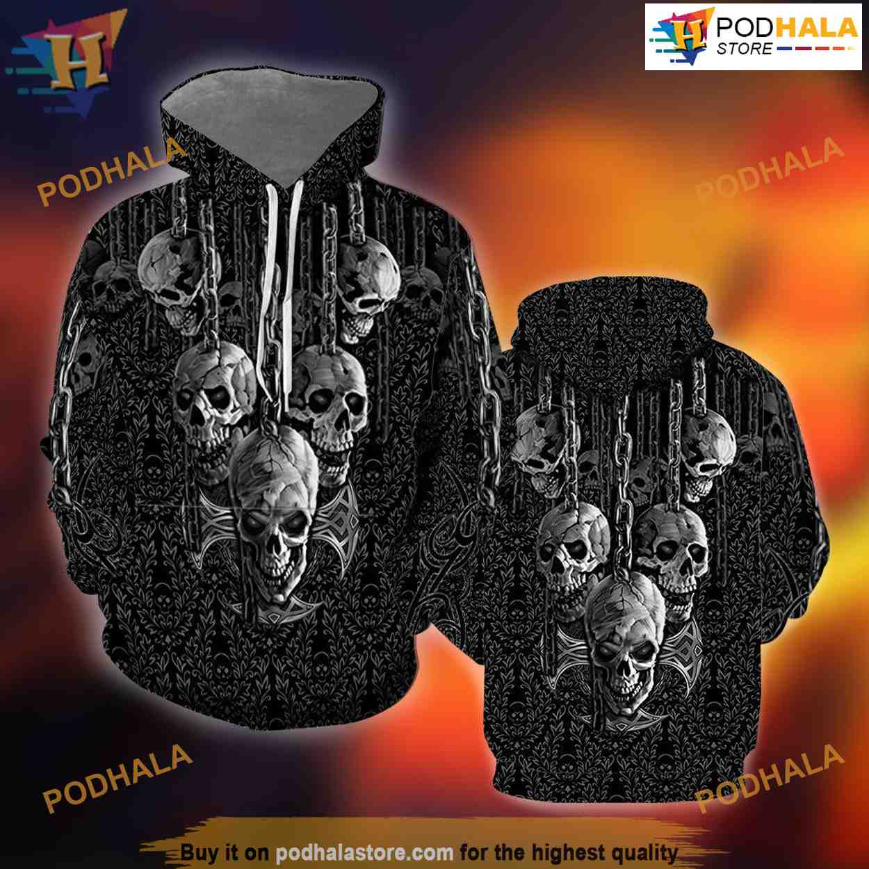 Dark Art Skull All Over Printed 3D Hoodie Sweatshirt Dark Art Skull All Over Printed 3D Hoodie Sweatshirt
