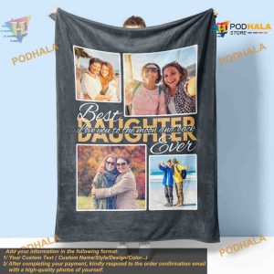 Daughter's Christmas Gift, Custom Photo Collage Blanket, Best Daughter