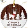 Deer Baby's 3rd Christmas Ornament 2023, Personalized Ceramic Keepsake Decor