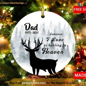 Deer Hunting Memorial Ornament, Customized Dad Tribute for Christmas