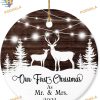 Deer Themed Mr & Mrs Christmas Ornament, 2023 Wedding Gift