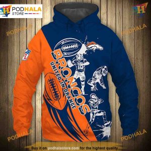 Denver Broncos NFL Hoodie 3D Cartoon, Fun NFL Merchandise Sweatshirt