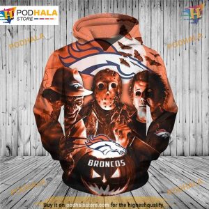 Denver Broncos NFL Hoodie 3D Horror Night Style NFL Merchandise Pullover 1