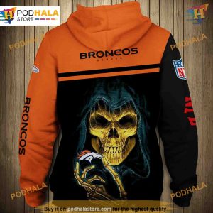 Denver Broncos Skull 3D Hoodie NFL Apparel for Fan Identity 2