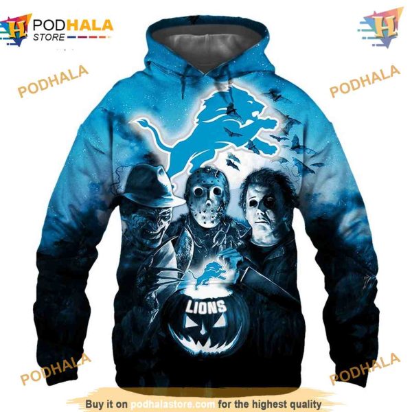 Detroit Lions NFL Hoodie 3D, Halloween Horror NFL Apparel Night Gift