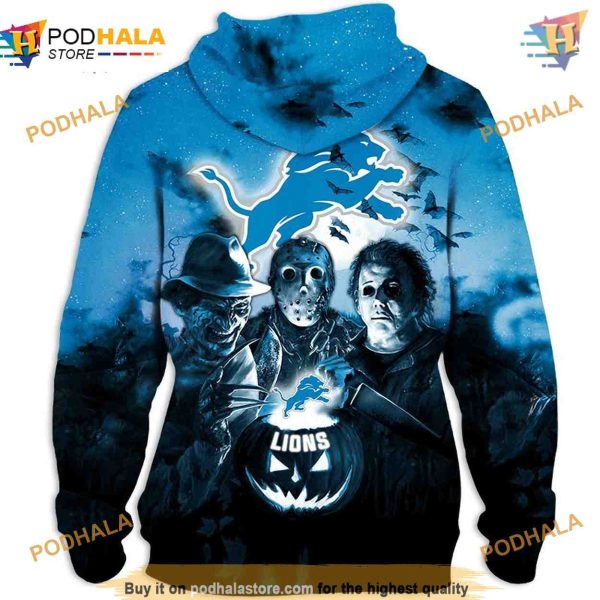 Detroit Lions NFL Hoodie 3D, Halloween Horror NFL Apparel Night Gift