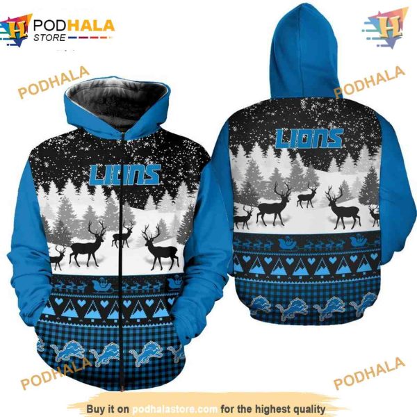 Detroit Lions NFL Hoodie 3D, Xmas NFL Merchandise Gift