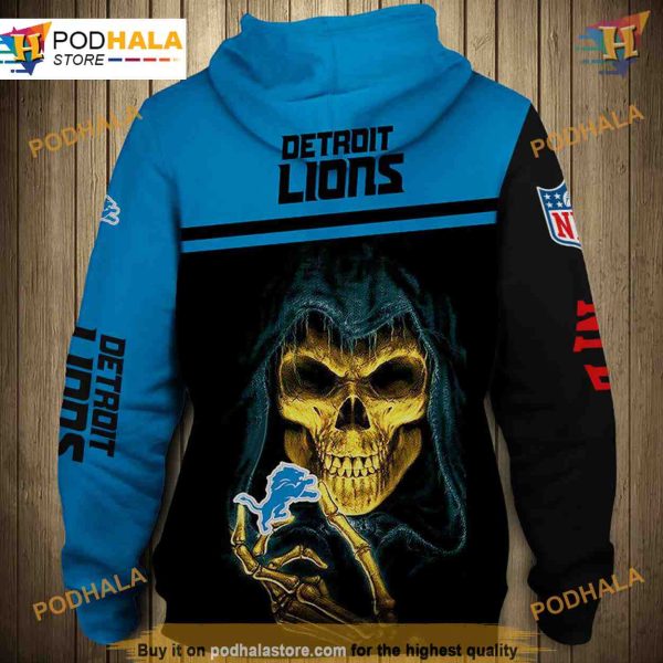 Detroit Lions Skull NFL Hoodie 3D, Bold NFL Apparel for Fans