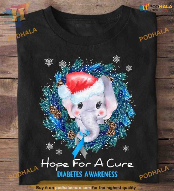 Diabetes Awareness Christmas Elephant Shirt, Funny Xmas Gifts