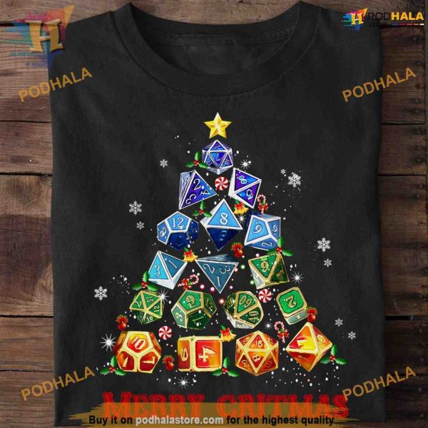 Dice Dungeon Tree Merry Critmas Shirt, Best Family Christmas Gifts