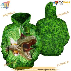 Dinosaur And Beer St Patrick's Day 3D Hoodie Sweatshirt