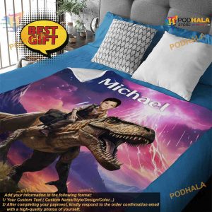 Dinosaur Lover Custom Photo Blanket T Rex Dinosaur Blanket Jurassic Room Decor Gift 3