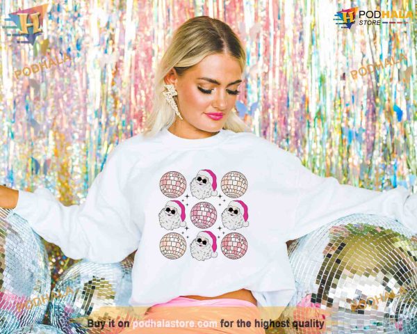 Disco Christmas Pink Sweatshirt, Funny Christmas Gift Ideas