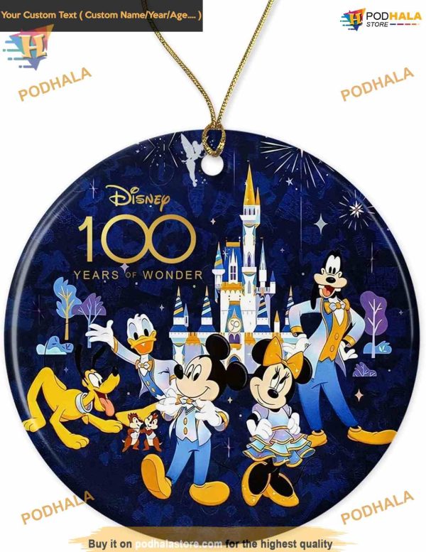 Disney Castle 100th Anniversary 2023 Ornament, Family Christmas Tree Decor