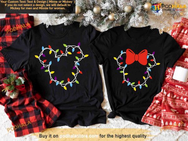 Disney Christmas Lights Tees, Mickey and Minnie Christmas Shirt, Disney Family Vacation