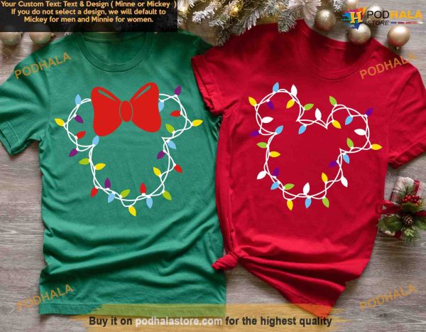 Disney Christmas Lights Tees, Mickey and Minnie Christmas Shirt, Disney Family Vacation