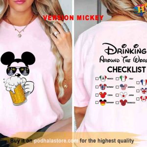 Disney Couple Drinking Shirt Epcot World Checklist Mickey Minnie 2