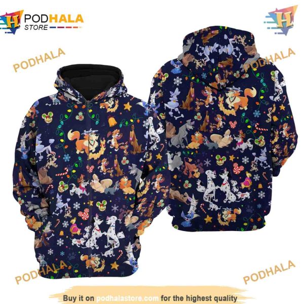 Disney Dog Christmas Disney 3D Hoodie, Disney Gift Selections