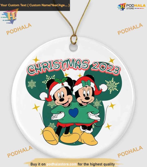Disney’s Festive Friends 2023 Ornament, Mickey & Minnie Xmas Ornaments