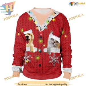 Dog & Cat Xmas 3D Hoodie, Funny Xmas Gifts