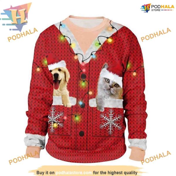 Dog & Cat Xmas 3D Hoodie, Funny Xmas Gifts