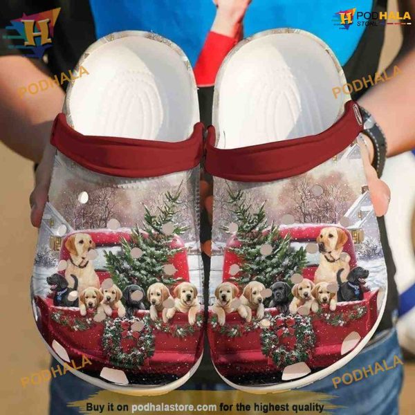 Dog Christmas Truck Water Rubber Clog Crocs, Creative Gift Ideas for Fans
