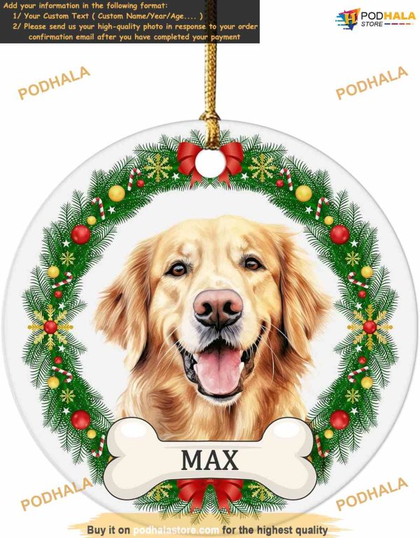 Dog Photo 2023 Personalized Christmas Ornaments, Custom Pet Name & Picture Tree Decoration