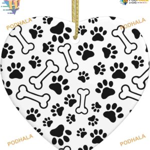 Dogs Paws Bones Heart Ornament, Family Christmas Tree Ornaments, Xmas 2023